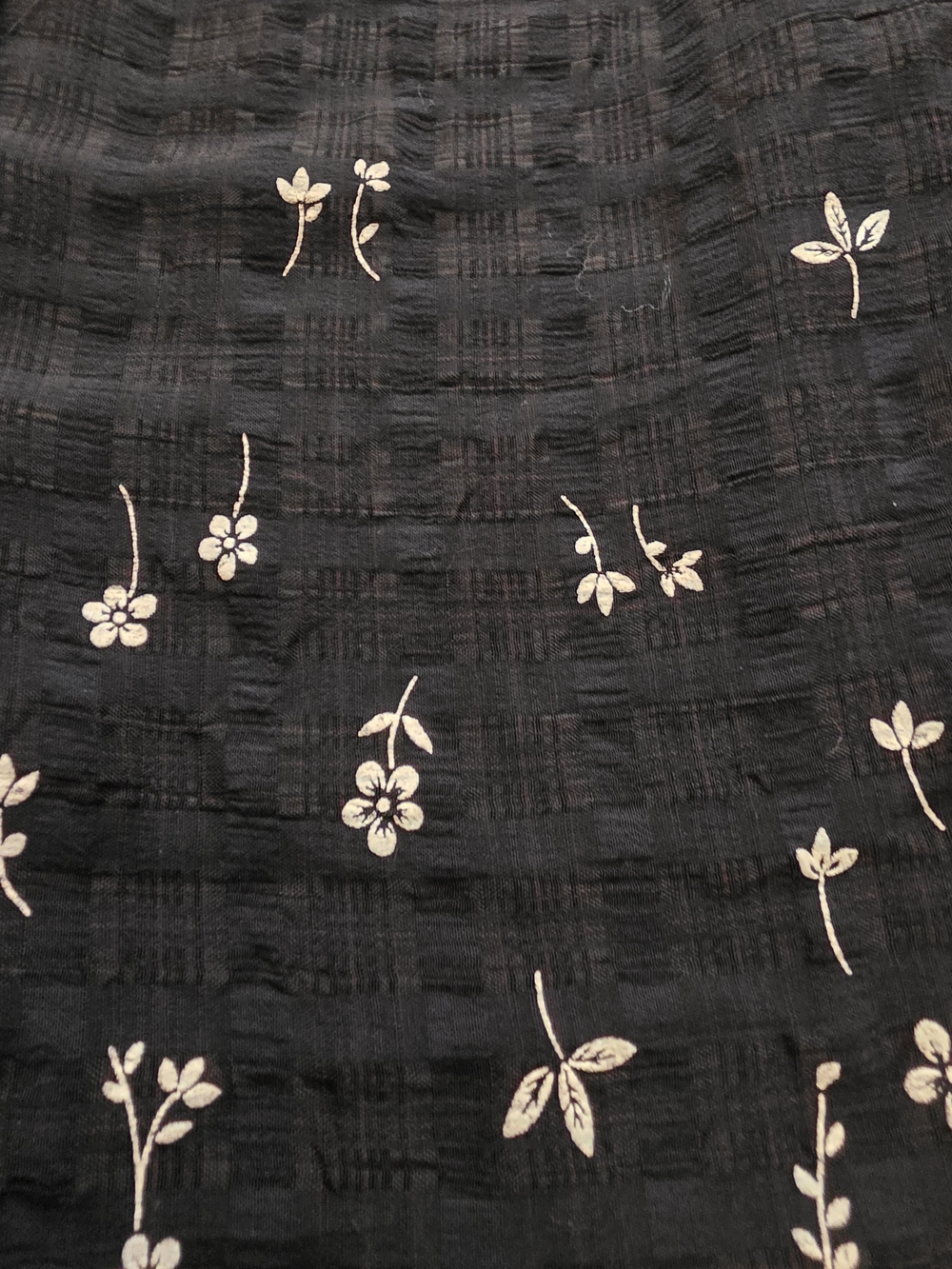 S.L. Fashions Vintage Black Midi Dress with Light White Floral Embroidery - Picture 2 of 5
